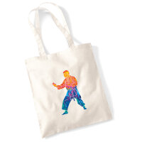 Jutebeutel Karate bunte Silhouette 10 Liter