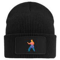 Beanie mit Patch Karate bunte Silhouette Black