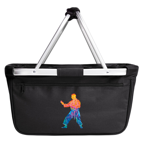 Einkaufskorb faltbar Karate bunte Silhouette 20 Liter Black