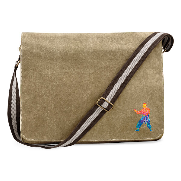 Umhängetasche Karate bunte Silhouette 14 Liter
