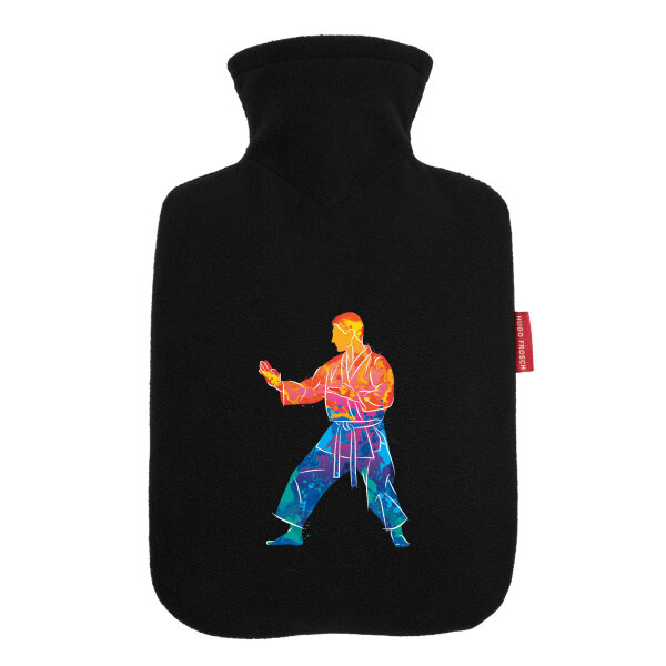 Wärmflasche Karate bunte Silhouette