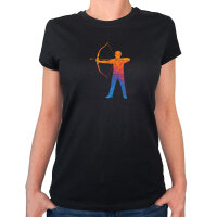 Damen T-Shirt Bogenschießen bunte Silhouette