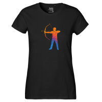 Damen T-Shirt Bogenschießen bunte Silhouette