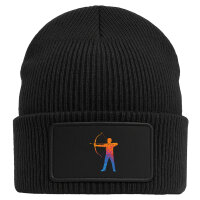 Beanie mit Patch Bogenschießen bunte Silhouette Black