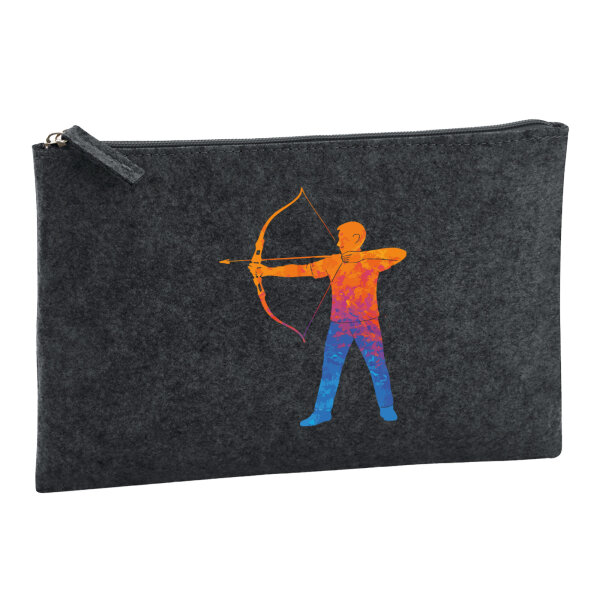 Kulturbeutel Bogenschießen bunte Silhouette 1 Liter Charcoal