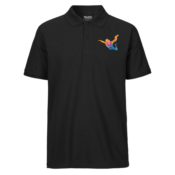 Herren Polo Shirt Skydiving bunte Silhouette