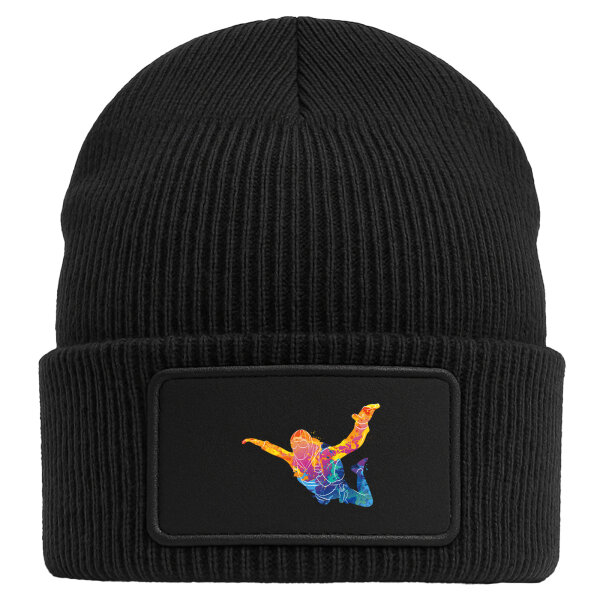 Beanie mit Patch Skydiving bunte Silhouette Black