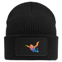 Beanie mit Patch Skydiving bunte Silhouette Black
