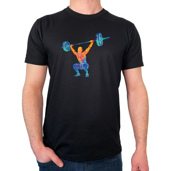 Herren T-Shirt Gewichtheber Powerlift bunte Silhouette