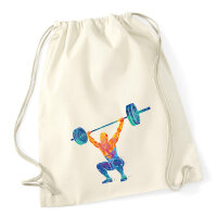 Turnbeutel Gewichtheber Powerlift bunte Silhouette 12 Liter