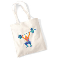 Jutebeutel Gewichtheber Powerlift bunte Silhouette 10 Liter