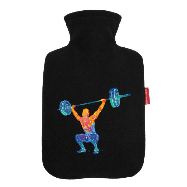 Wärmflasche Gewichtheber Powerlift bunte Silhouette