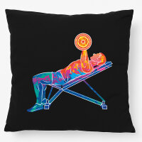 Kissen Fitness Training Bench Press bunte Silhouette 40x40cm