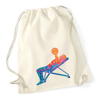 Turnbeutel Fitness Training Bench Press bunte Silhouette...