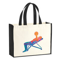Jutetasche Fitness Training Bench Press bunte Silhouette...