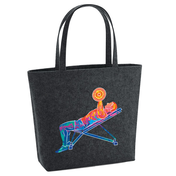 Filz Shopper Fitness Training Bench Press bunte Silhouette 22 Liter