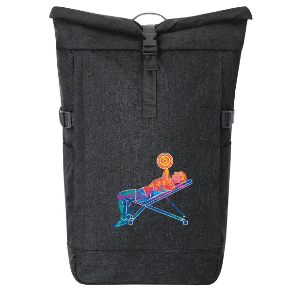 Kurierrucksack Fitness Training Bench Press bunte Silhouette 30-44 Liter Black Melange