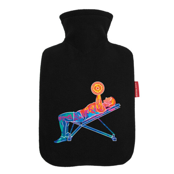 Wärmflasche Fitness Training Bench Press bunte Silhouette