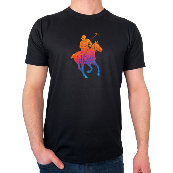 Herren T-Shirt Polo Spieler bunte Silhouette
