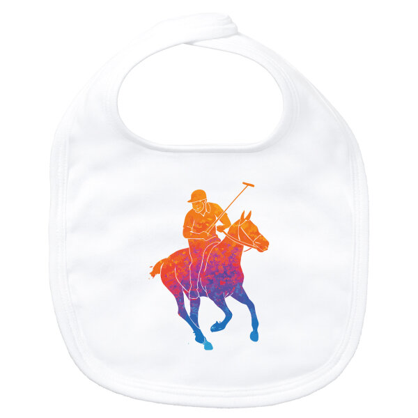 Baby Lätzchen Polo Spieler bunte Silhouette Klettverschluss
