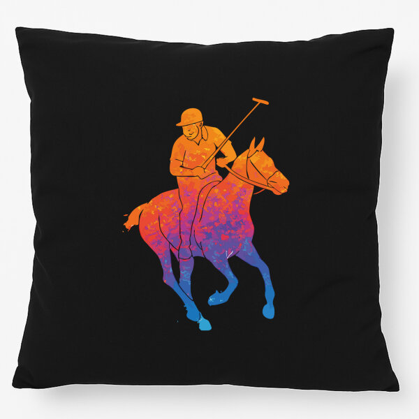 Kissen Polo Spieler bunte Silhouette 40x40cm