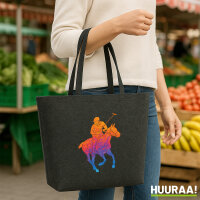 Filz Shopper Polo Spieler bunte Silhouette 22 Liter