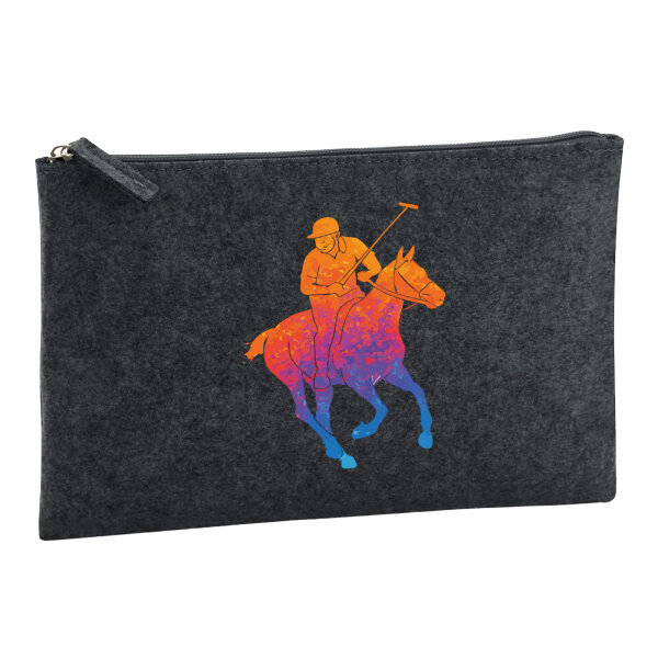 Kulturbeutel Polo Spieler bunte Silhouette 1 Liter Charcoal