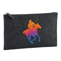 Kulturbeutel Polo Spieler bunte Silhouette 1 Liter Charcoal