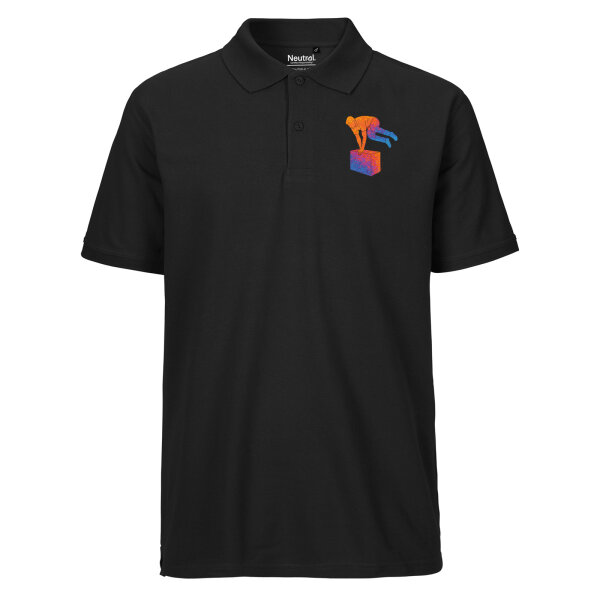 Herren Polo Shirt Parkour Freerunning bunte Silhouette