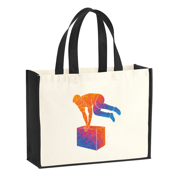 Jutetasche Parkour Freerunning bunte Silhouette 21 Liter Black