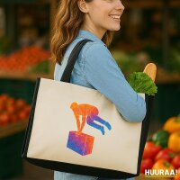 Jutetasche Parkour Freerunning bunte Silhouette 21 Liter...