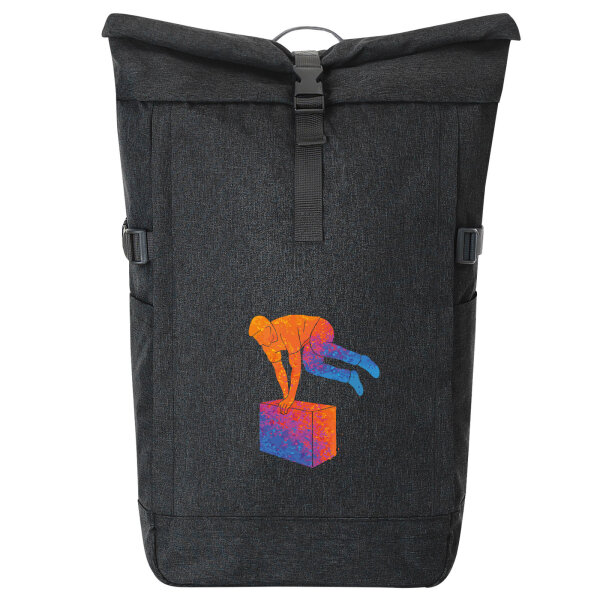 Kurierrucksack Parkour Freerunning bunte Silhouette 30-44 Liter Black Melange