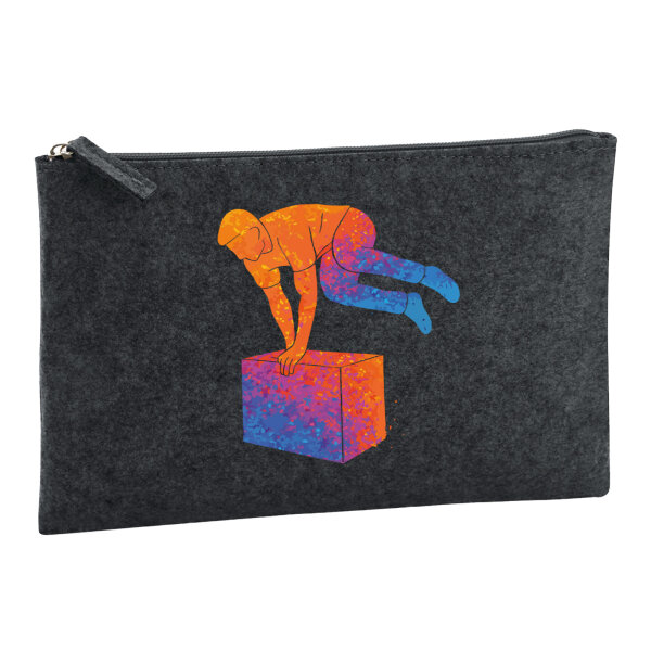 Kulturbeutel Parkour Freerunning bunte Silhouette 1 Liter Charcoal