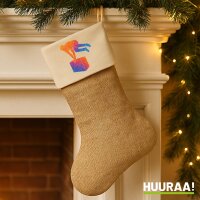 Weihnachtsstrumpf Parkour Freerunning bunte Silhouette Beige Jute