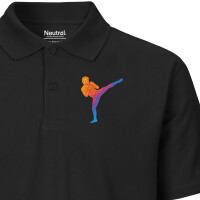 Herren Polo Shirt Kickboxen bunte Silhouette