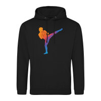 Unisex Hoodie Kickboxen bunte Silhouette