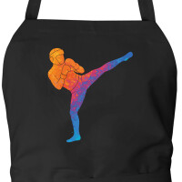 Schürze Kickboxen bunte Silhouette mit Taschen