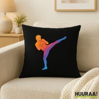 Kissen Kickboxen bunte Silhouette 40x40cm