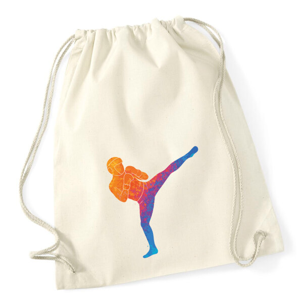 Turnbeutel Kickboxen bunte Silhouette 12 Liter