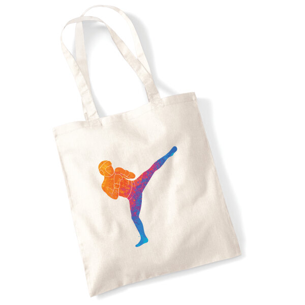 Jutebeutel Kickboxen bunte Silhouette 10 Liter