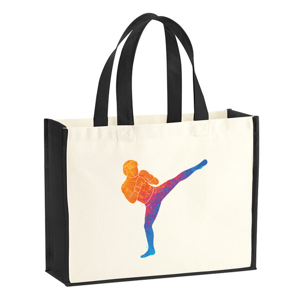 Jutetasche Kickboxen bunte Silhouette 21 Liter Black