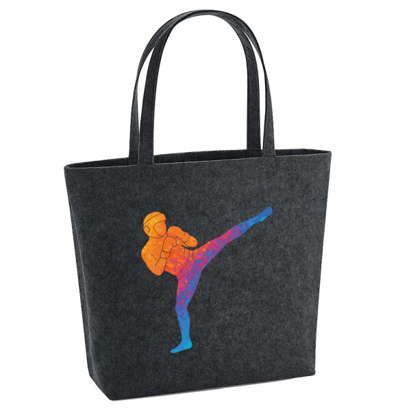 Filz Shopper Kickboxen bunte Silhouette 22 Liter