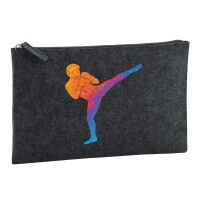 Kulturbeutel Kickboxen bunte Silhouette 1 Liter Charcoal