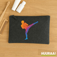 Kulturbeutel Kickboxen bunte Silhouette 1 Liter Charcoal