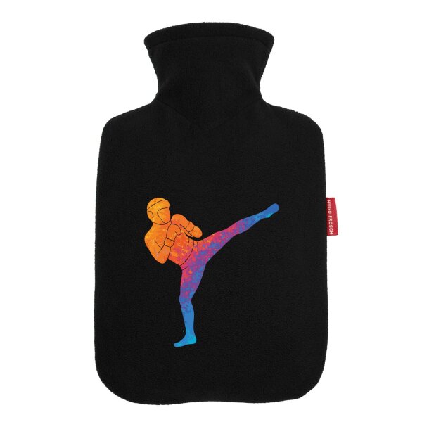 Wärmflasche Kickboxen bunte Silhouette