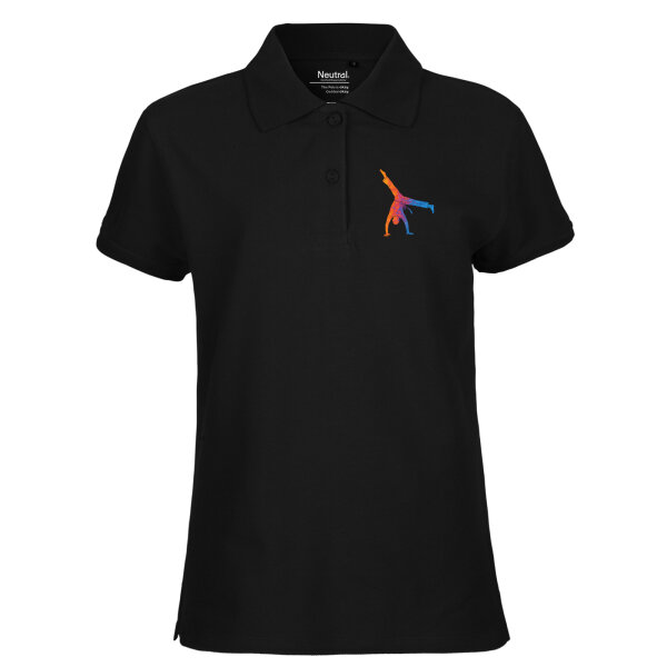 Damen Polo Shirt Capoeira bunte Silhouette