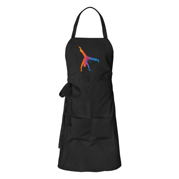 Schürze Capoeira bunte Silhouette mit Taschen