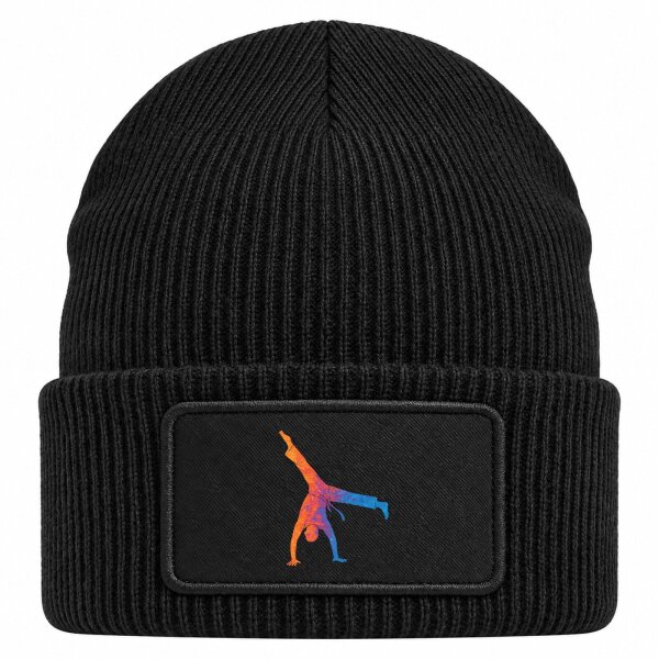 Beanie mit Patch Capoeira bunte Silhouette Black
