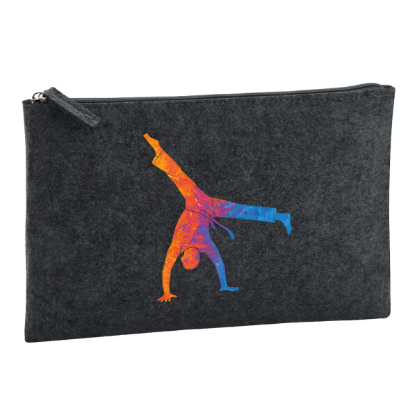Kulturbeutel Capoeira bunte Silhouette 1 Liter Charcoal