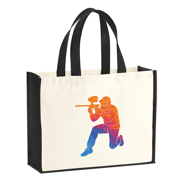 Jutetasche Paintball bunte Silhouette 21 Liter Black